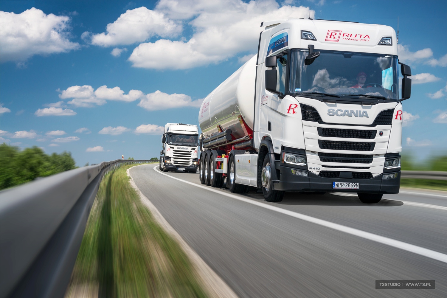 Pojazdy Ruta Transport - Ciężarówki Scania - ciągniki siodłowe z naczepami typu silos