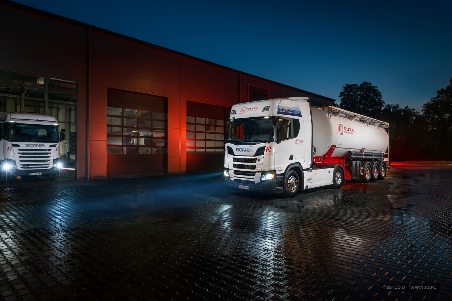 Pojazdy Ruta Transport - Ciężarówki Scania - ciągniki siodłowe z naczepami typu silos